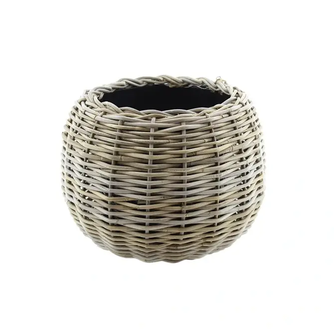Drypot tina rotan d45h34cm bruin, Van der Leeden, tuincentrumoutlet.com
