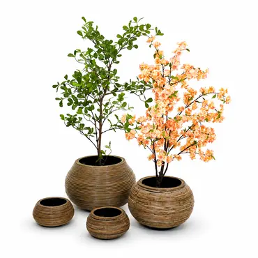Drypot tina streep d30h18cm grijs sfeer, Van der Leeden, Tuincentrumoutlet.com