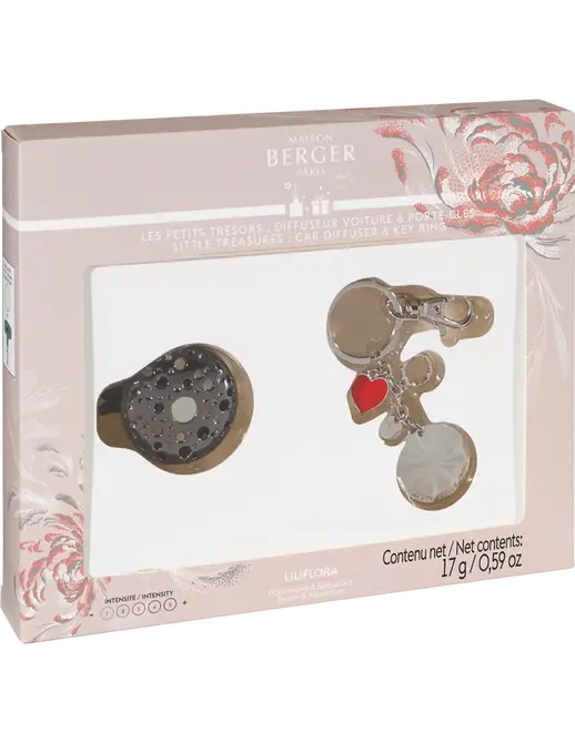 Duo set autoparfum incl. Sleutelornament gun metal - Liliflora (*), lampe berger, tuincentrumoutlet.com