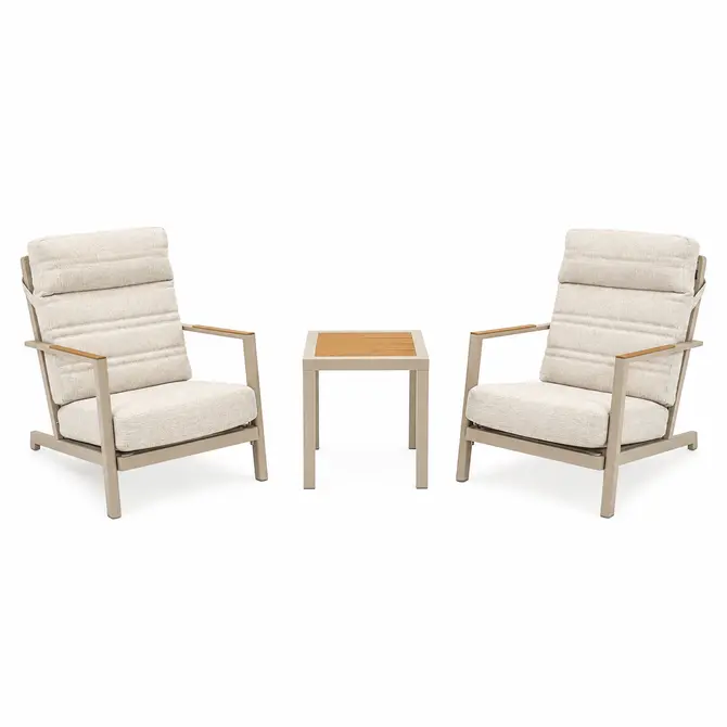 Duoset Hugo beige 2 stoelen met een koffietafel, VITA tuinmeubelen,Tuincentrumoutlet.com