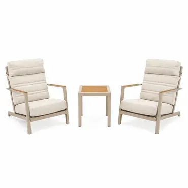 Duoset Hugo beige 2 stoelen met een koffietafel, VITA tuinmeubelen,Tuincentrumoutlet.com
