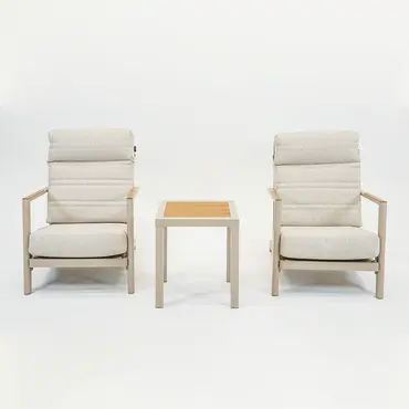 Duoset Hugo beige 2 stoelen met een koffietafel, VITA tuinmeubelen,Tuincentrumoutlet.com
