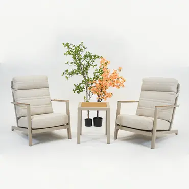 Duoset Hugo beige 2 stoelen met een koffietafel, VITA tuinmeubelen,Tuincentrumoutlet.com