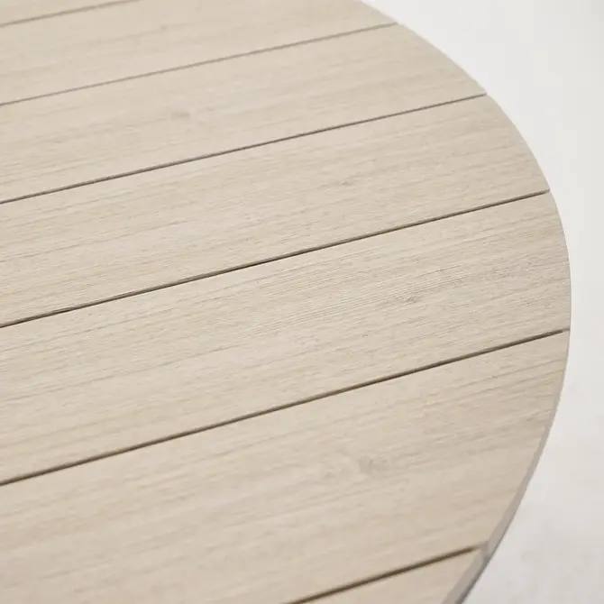 Edison tafel Ø122 cm zwartteak zijkant, Garden Impressions, tuincentrumoutlet.com