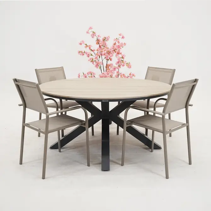 Edison tafel Ø122 cm zwartteak sfeer, Garden Impressions, tuincentrumoutlet.com