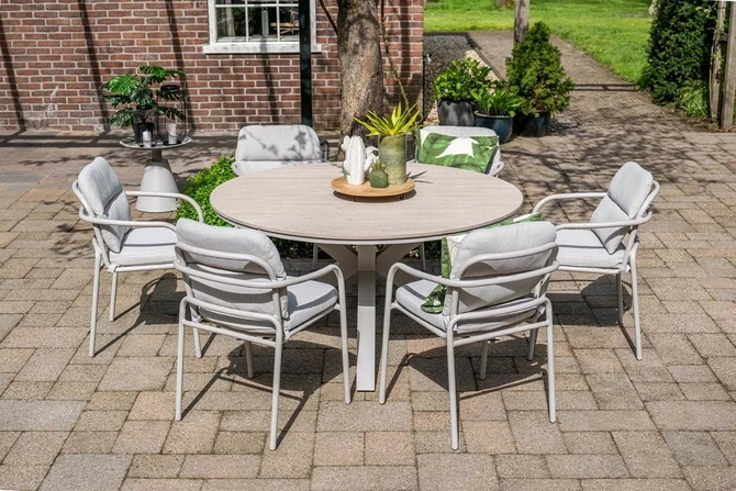 Edison tafel Ø148 cm taupeteak, Garden Impressions, tuincentrumoutlet.com