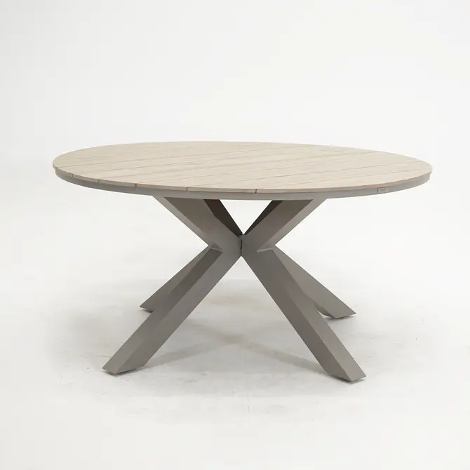 Edison tafel Ø148 cm taupeteak zijkant, Garden Impressions, tuincentrumoutlet.com