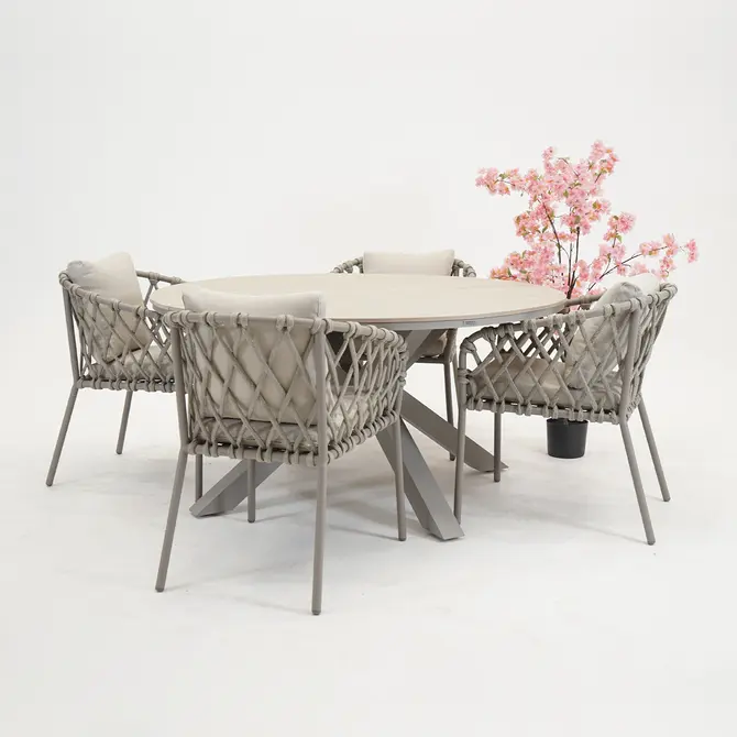 Edison tafel Ø148 cm taupe/teak - afbeelding 5