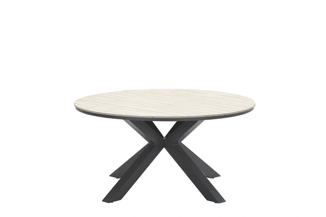 Edison tafel Ø148 cm zwartteak zijkant, Garden Impressions, tuincentrumoutlet.com