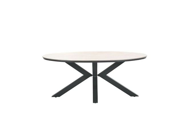 Edison tafel 180x115xH75 cm blacklight teak zijkant, Garden Impressions, tuincentrumoutlet.com