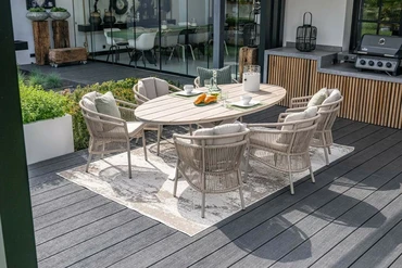Edison tafel 220x115xH75 cm taupeteak, Garden Impressions, tuincentrumoutlet.com