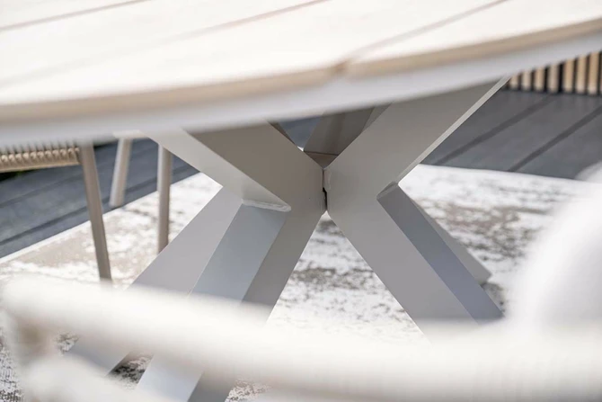 Edison tafel 220x115xH75 cm taupeteak detail, Garden Impressions, tuincentrumoutlet.com