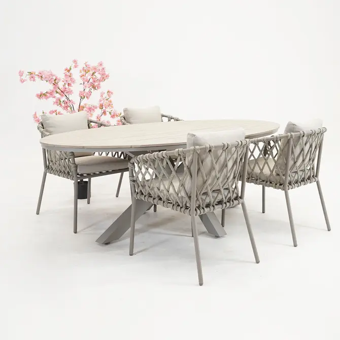 Edison tafel 220x115xH75 cm taupe/teak - afbeelding 5