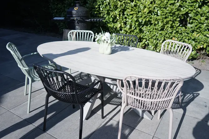 Edison tafel 220x115xH75 cm taupeteak sfeerbeeld, Garden Impressions, tuincentrumoutlet.com