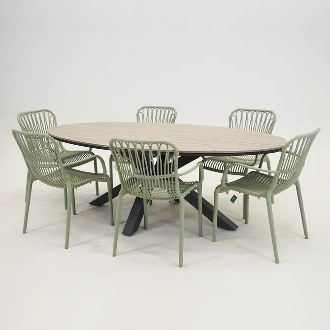 Edison tafel 220x115xH75 cm zwartteak detail, Garden Impressions, tuincentrumoutlet.com