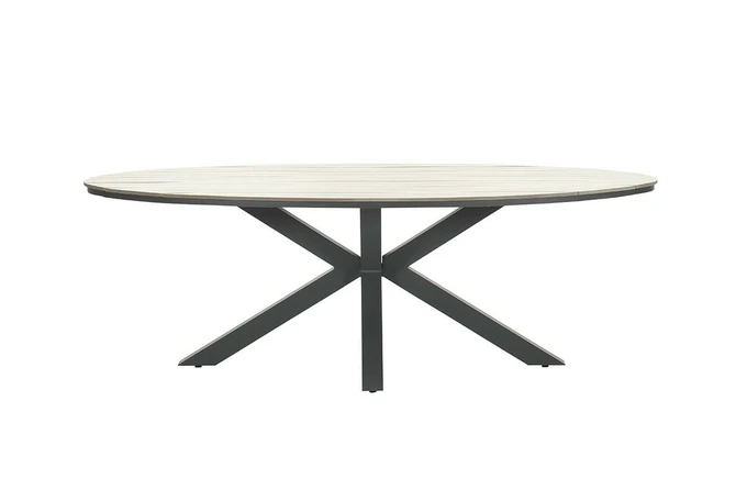 Edison tafel 280x140xH75 cm carbon light teak zijkant, Garden Impressions, tuincentrumoutlet.com