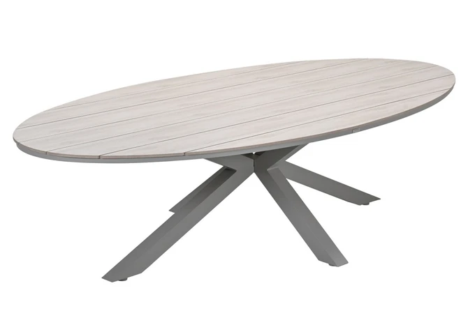 Edison tafel 280x140xH75 cm taupelight teak schuin, Garden Impressions, tuincentrumoutlet.com