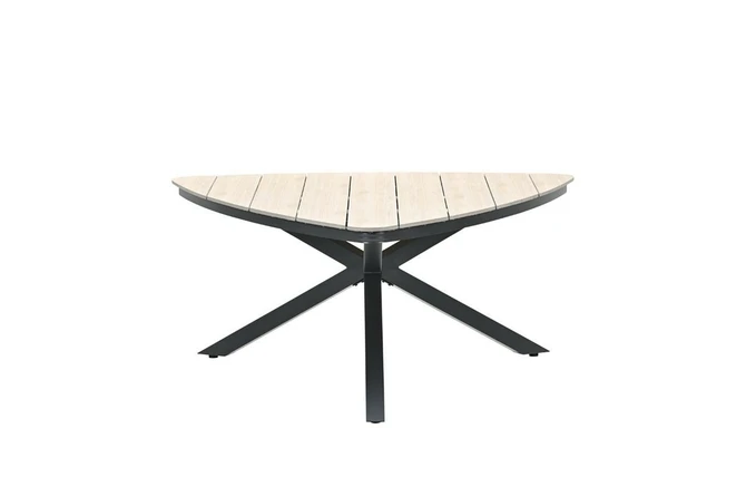 Edison triangle tafel 170cm black light teak zijkant, Garden Impressions, tuincentrumoutlet.com