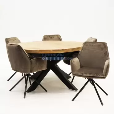 Eettafel Sturdy rond ø140cm Stoel Nova bruin 5x, tuincentrumoutlet.com