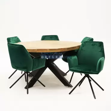 Eettafel Sturdy rond ø140cm Stoel Nova Groen 5x, tuincentrumoutlet.com