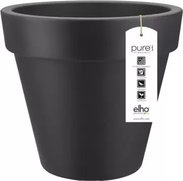 Elho Pure Round 40 Antraciet Zwart Bloempot Pot - afbeelding 1