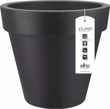 Elho Pure Round 80 Antraciet Zwart Bloempot Pot