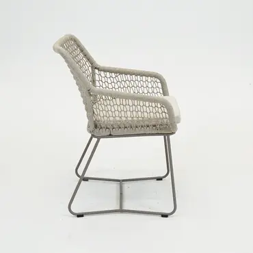 Emilia eetstoel beige zijkant, Vita tuinmeubelen, Tuincentrumoutlet.com