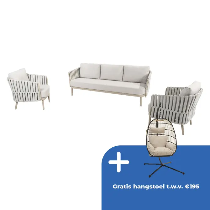 Eva loungeset 3-zit lounge bank + 2x lounge stoel - afbeelding 1