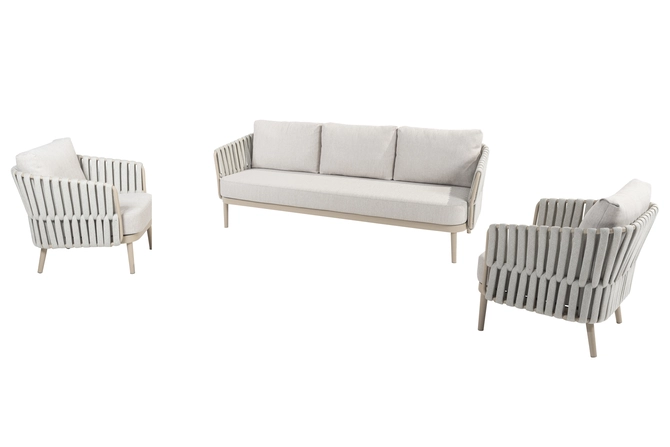 Eva loungeset 3-zit lounge bank + 2x lounge stoel, 4 Seasons Outdoor, tuincentrumoutlet