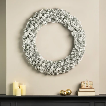 Imperial krans snowy d90cm groen/wt sfeer, Everlands, tuincentrumoutlet.com