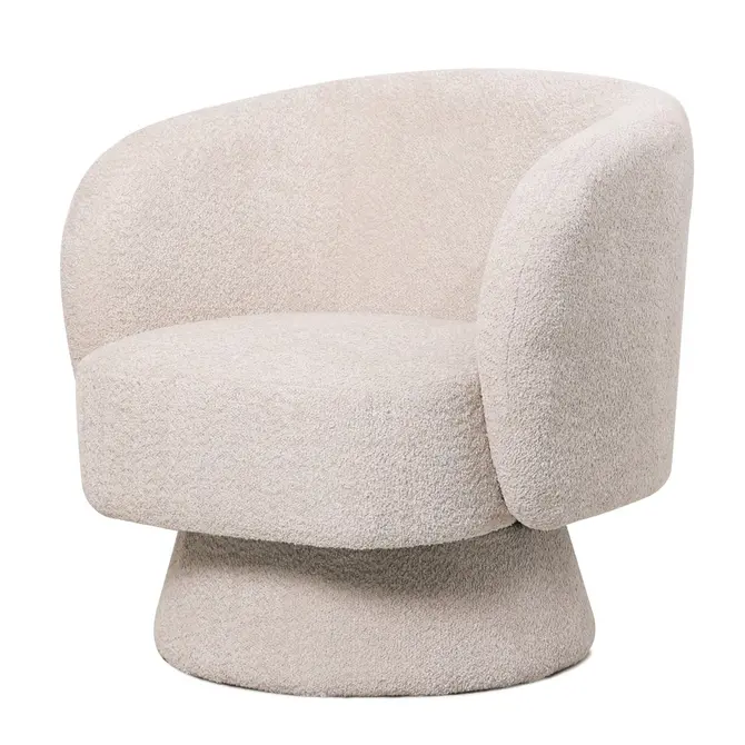 Draaifauteuil Esmee in stof Bouclé zand, Kolony, tuincentrumoutlet