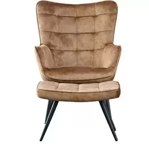 Fauteuil olle bruin stream + hocker www.tuincentrumoutlet.com