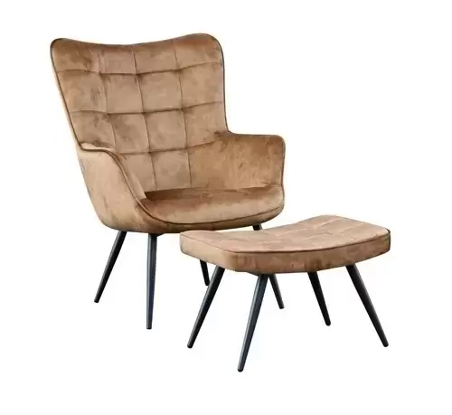 Fauteuil olle bruin stream + hocker www.tuincentrumoutlet.com