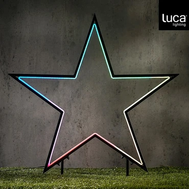 Garden d light neon tuinsteker ster zwart RGB IP44 timer afstandsbediening - l60xh73cm