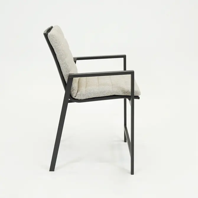 Genua Barstoel met kussen antraciet zijkant, Sens-Line, Tuincentrumoutlet.com