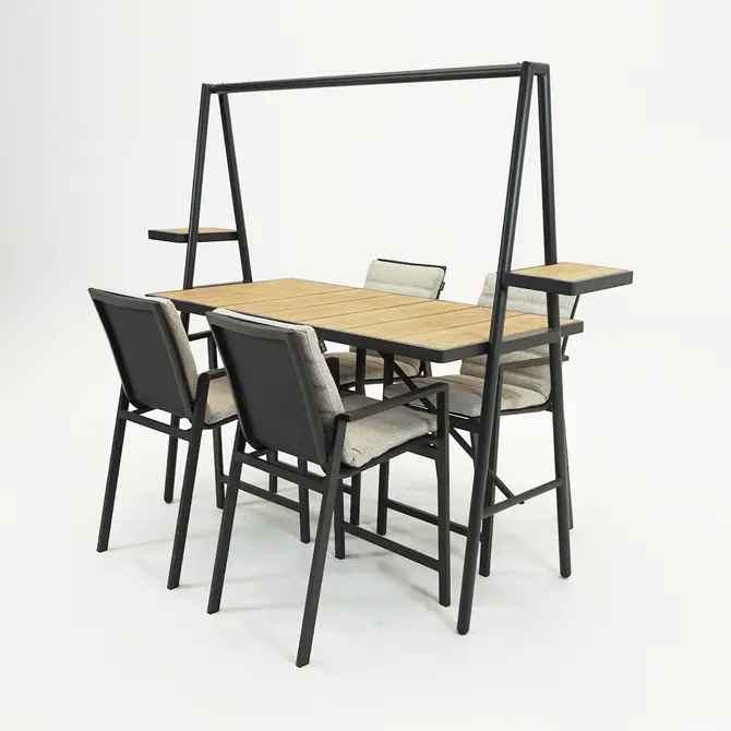 Genua Barstoel met kussen antraciet sfeer, Sens-Line, Tuincentrumoutlet.com