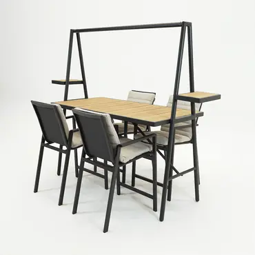 Genua Barstoel met kussen antraciet sfeer, Sens-Line, Tuincentrumoutlet.com