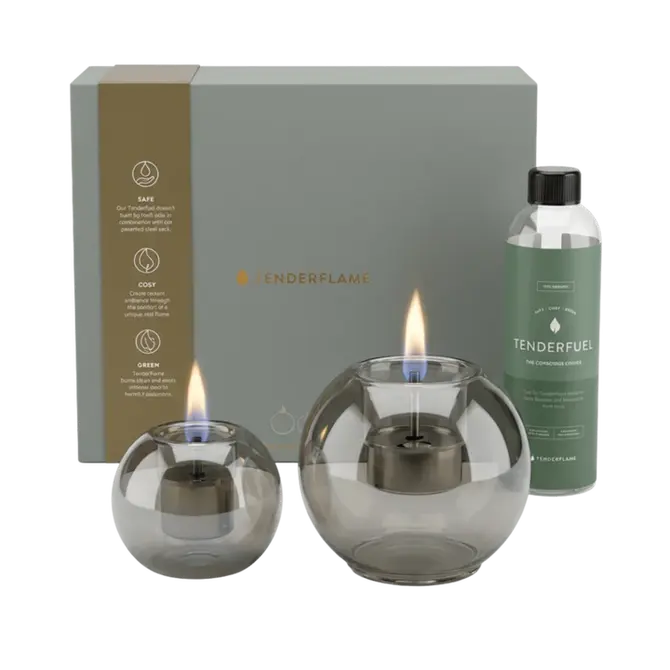 Globus 10 & 15 Graphite + 0,5ltr Tenderfuel, Tenderflame, tuincentrumoutlet.com