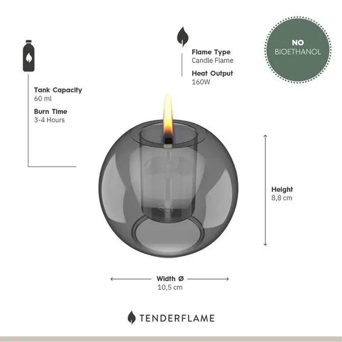 Globus Candle 10 Amber informatie, Tenderflame, tuincentrumoutlet.com