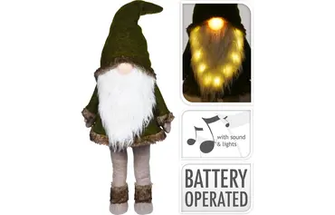 GNOME MET LANGE BAARD EN LED GROEN, Koopman, tuincentrumoutlet