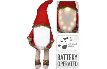 GNOME MET LANGE BAARD EN LED ROOD, Koopman, tuincentrumoutlet