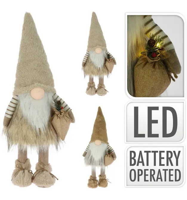 GNOME MET LED PLUCHE 65CM 2ASS, Koopman, tuincentrumoutlet