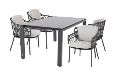 Goa tafel HPL 160x95 cm met 4 Calpi stoelen, 4 Seasons Outdoor, Tuincentrum Outlet