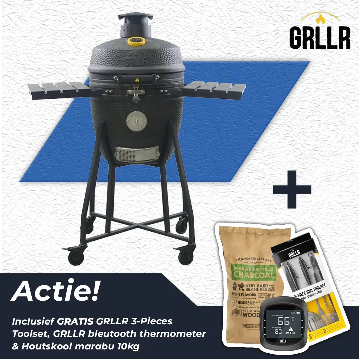 GRLLR Ember Classic 18 Charocal Black Kamado BBQ Mat Zwart afbeelding