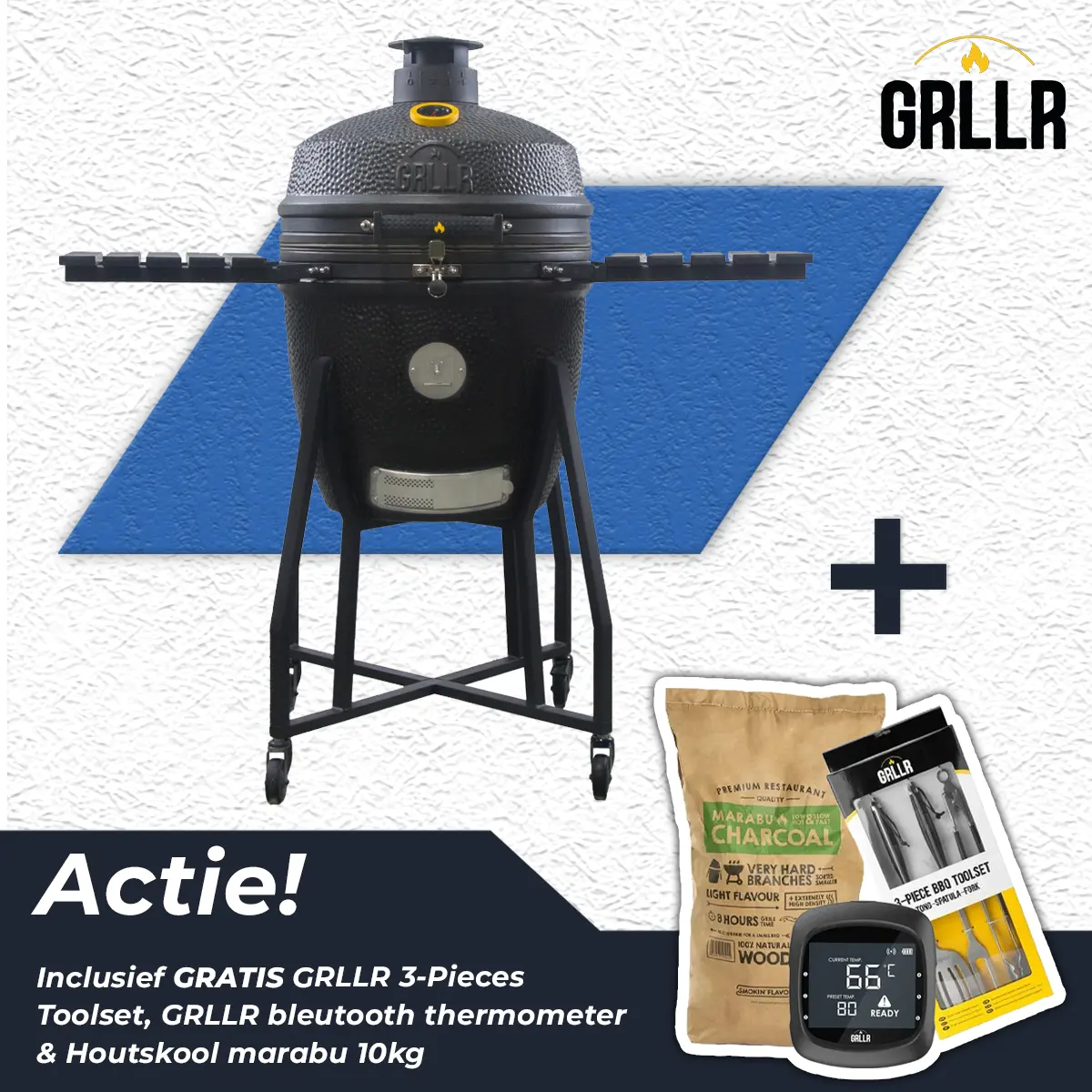 GRLLR Ember Classic 22 Charocal Black Kamado BBQ Mat Zwart afbeelding