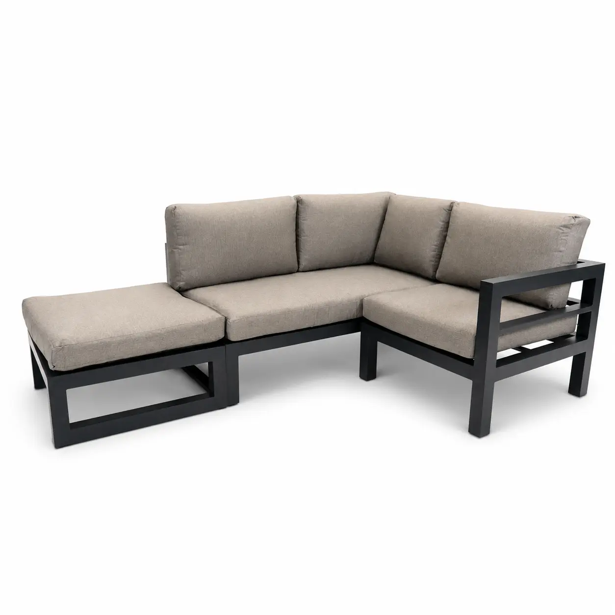 Grosso 2-zits bank L + hocker + hoek antraciet