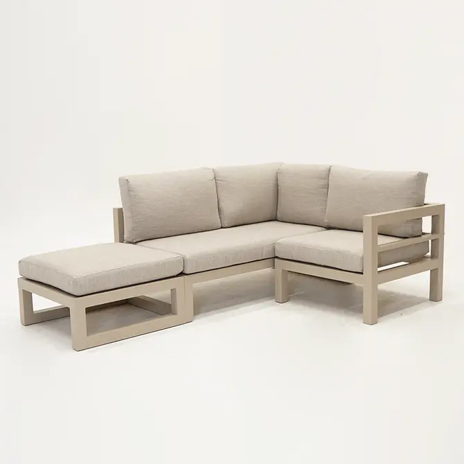 Grosso 2-zits bank L + hocker + hoek beige, Vita, Tuincentrumoutlet.com
