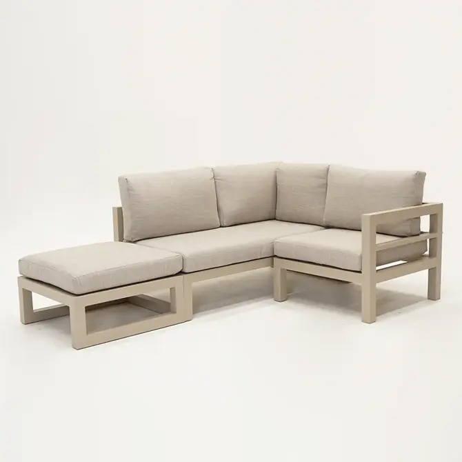 Grosso 2-zits bank L + hocker + hoek beige, Vita, Tuincentrumoutlet.com
