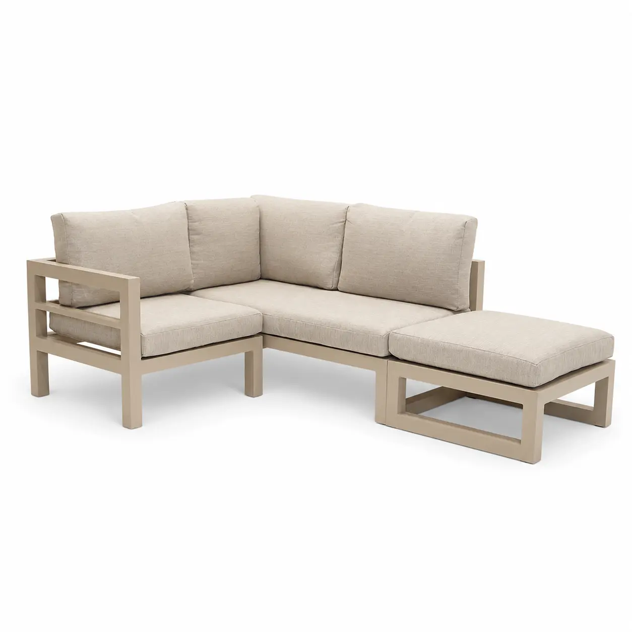 Grosso 2-zits bank R+ hocker + hoek beige