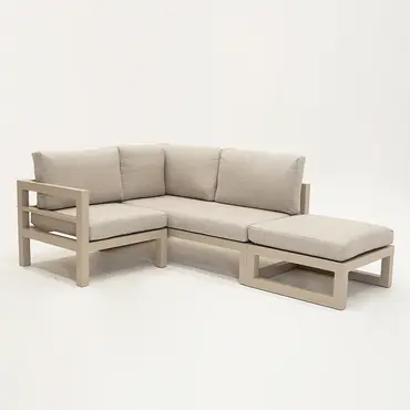 Grosso 2-zits bank R+ hocker + hoek beige, Vita, Tuincentrumoutlet.com